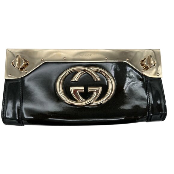 Vintage GUCCI Britt Clutch - Patent Leather - Pre-Loved - Dust Bag - (L) 9in - Picture 4 of 13